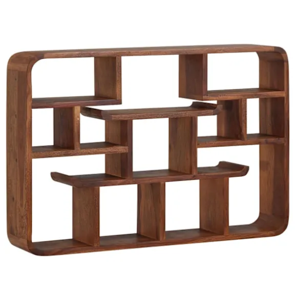 Rootz væghylde 80x55x15 cm massiv sheesham træ hængende hylde moderne svævende - Stor design svævende hylde - Hylde Hængende Stue - bogreol væg