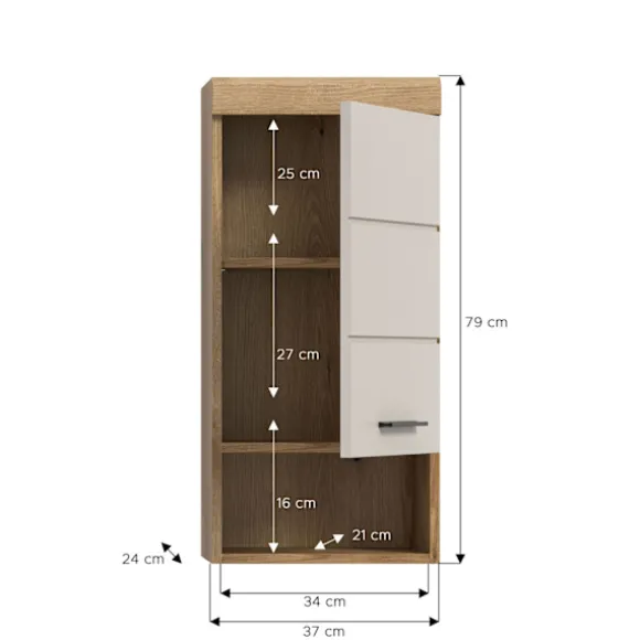 Rootz vægmonteret basiskab - opbevaringsenhed - arrangør - kompakt design - MDF front - 37x79x24cm
