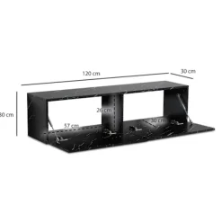 Rootz vægmonteret tv-skab - Mediekonsol - Underholdningsenhed - Ridsefast - 120 cm x 30 cm x 30 cm - MDF med marmorlook