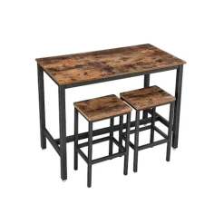Rootz Vintage barbordssæt - Mørkebrunt pubbord - Bistrosæt i spånplade - Jernstel - 120 cm x 60 cm x 90 cm - 40 cm x 30 cm x 65 cm skamler - 24,5 kg - | Fyndiq