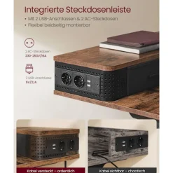 Rootz Vintage Brown Skrivebord - Studiebord - Skrivebord - Spånplade - Stålramme - Oxford klud - Justerbar højde - Rummelig overflade - Nem montering | Fyndiq