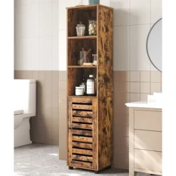 Rootz Vintage Brown spånplade højskab - Opbevaringsenhed - Skab - Anti-Tip-enhed - 40 cm x 30 cm x 167 cm - Organiser dit rum - Robust konstruktion - | Fyndiq