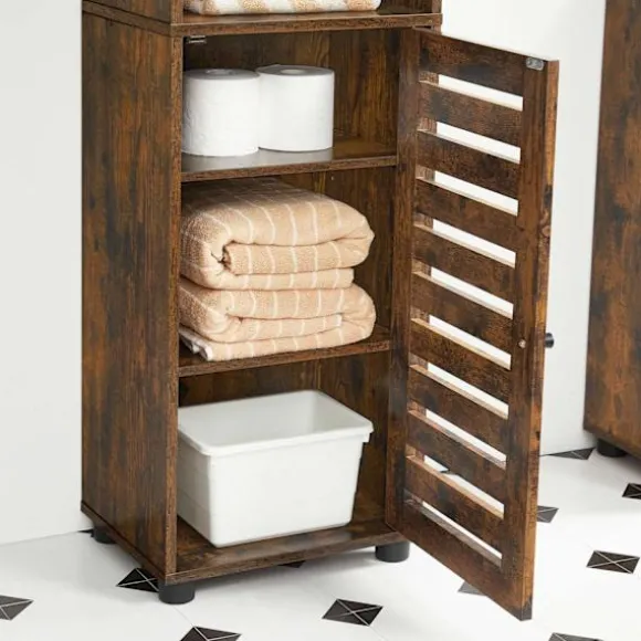 Rootz Vintage Brown spånplade højskab - Opbevaringsenhed - Skab - Anti-Tip-enhed - 40 cm x 30 cm x 167 cm - Organiser dit rum - Robust konstruktion - | Fyndiq