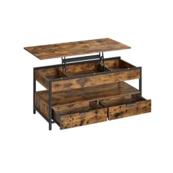 Rootz Vintage Brown-Ink Black Sofabord - Spånplade stål - Stort - Justerbar højde - Letvægts - 50cm x 100cm x 48-63cm