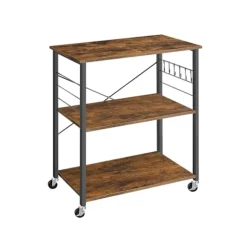 Rootz Vintage brun-sort hylde - Opbevaringsstativ - Rullevogn - Spånplade og stål - 40 cm x 80 cm x 89 cm - 123 kg Kapacitet