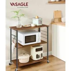 Rootz Vintage brun-sort hylde - Opbevaringsstativ - Rullevogn - Spånplade og stål - 40 cm x 80 cm x 89 cm - 123 kg Kapacitet