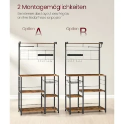Rootz Vintage brun-sort køkkenopbevaringsstativ - spånpladestålorganisering - Pantryhylde - Heavy Duty - 42 cm x 90 cm x 167,3 cm