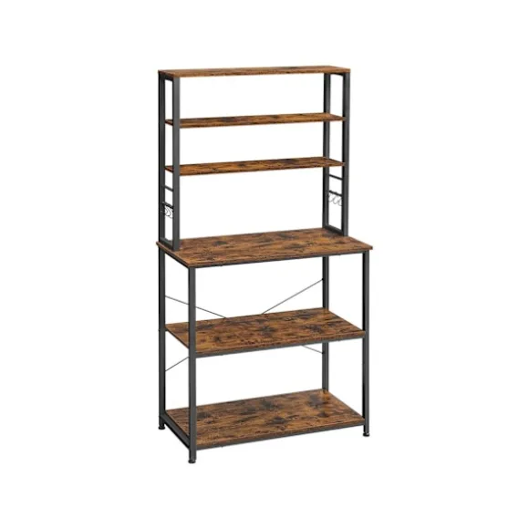 Rootz Vintage brun-sort køkkenhylde - Pantry Organizer - Opbevaringsstativ - Spånplade og stål - 80 cm x 40 cm x 167 cm - 21 kg - 90 kg Belastningskap | Fyndiq