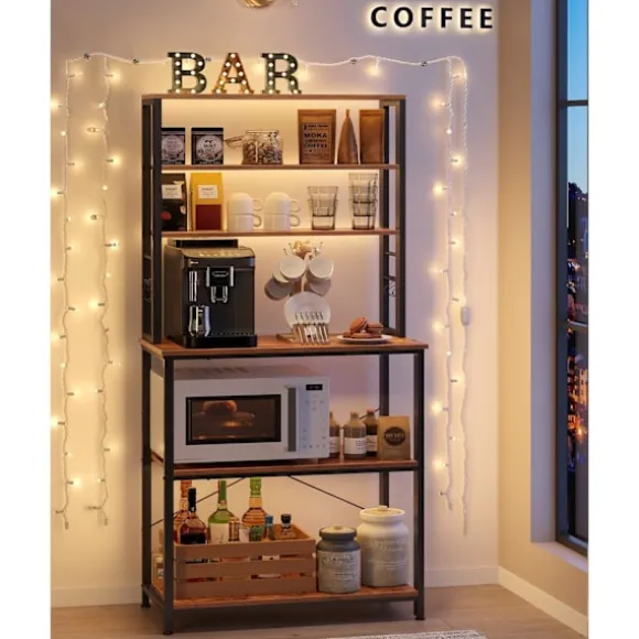 Rootz Vintage brun-sort køkkenhylde - Pantry Organizer - Opbevaringsstativ - Spånplade og stål - 80 cm x 40 cm x 167 cm - 21 kg - 90 kg Belastningskap | Fyndiq