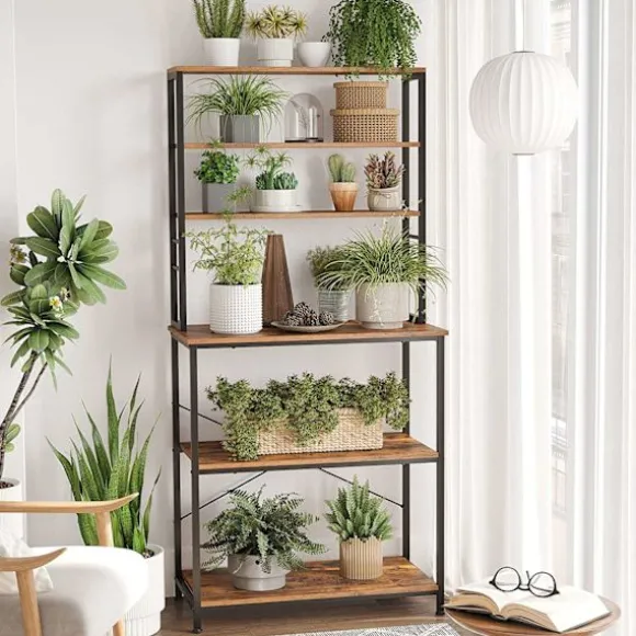 Rootz Vintage brun-sort køkkenhylde - Pantry Organizer - Opbevaringsstativ - Spånplade og stål - 80 cm x 40 cm x 167 cm - 21 kg - 90 kg Belastningskap | Fyndiq