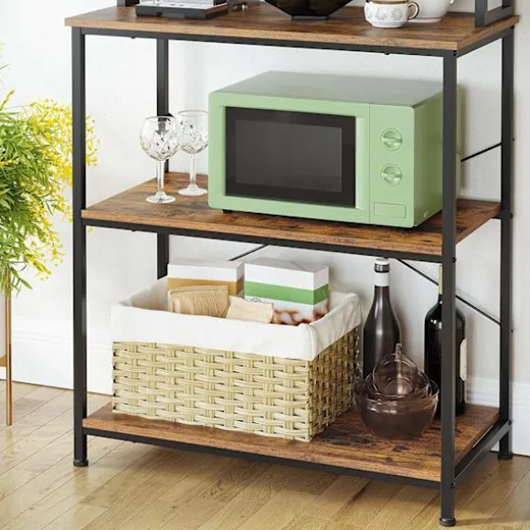 Rootz Vintage brun-sort køkkenhylde - Pantry Organizer - Opbevaringsstativ - Spånplade og stål - 80 cm x 40 cm x 167 cm - 21 kg - 90 kg Belastningskap | Fyndiq