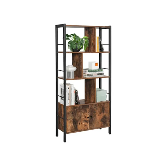 Rootz Vintage brun-sort reol - træhylde - stålramme - 20 kg Kapacitet - 30 cm x 74 cm x 154,5 cm
