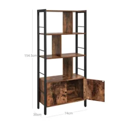 Rootz Vintage brun-sort reol - træhylde - stålramme - 20 kg Kapacitet - 30 cm x 74 cm x 154,5 cm