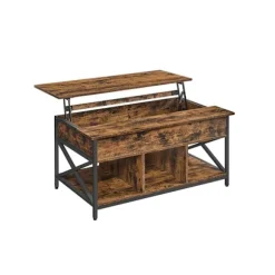 Rootz Vintage brun-sort sofabordssæt - Spånpladestål - Stuemøbler - Opbevaringshylde - Nem montering - 60cm x 100cm x 62cm