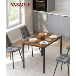 Rootz Vintage brun-sort spisebord - Spånpladestål - Stort - Robust - Nem montering - Stilfuldt design - 70 cm x 110 cm x 77 cm