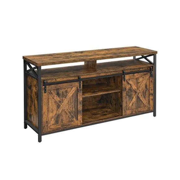 Rootz Vintage Brun-Sort TV Stand - Underholdningscenter - Mediekonsol - Spånplade og stål - 40 cm x 147 cm x 76 cm - Maks. Bæreevne 91 kg