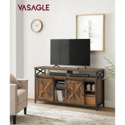 Rootz Vintage Brun-Sort TV Stand - Underholdningscenter - Mediekonsol - Spånplade og stål - 40 cm x 147 cm x 76 cm - Maks. Bæreevne 91 kg