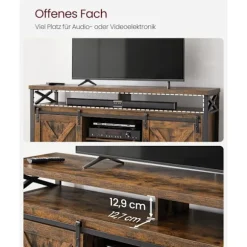 Rootz Vintage Brun-Sort TV Stand - Underholdningscenter - Mediekonsol - Spånplade og stål - 40 cm x 147 cm x 76 cm - Maks. Bæreevne 91 kg