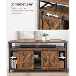 Rootz Vintage Brun-Sort TV Stand - Underholdningscenter - Mediekonsol - Spånplade og stål - 40 cm x 147 cm x 76 cm - Maks. Bæreevne 91 kg