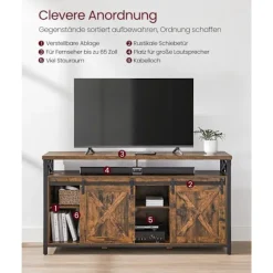 Rootz Vintage Brun-Sort TV Stand - Underholdningscenter - Mediekonsol - Spånplade og stål - 40 cm x 147 cm x 76 cm - Maks. Bæreevne 91 kg