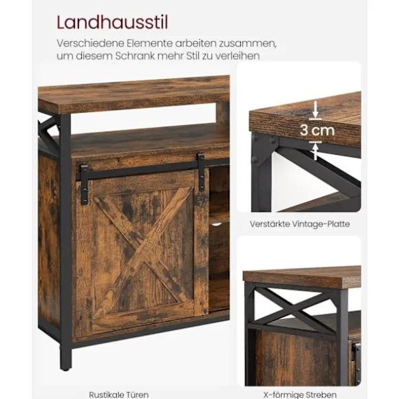 Rootz Vintage Brun-Sort TV Stand - Underholdningscenter - Mediekonsol - Spånplade og stål - 40 cm x 147 cm x 76 cm - Maks. Bæreevne 91 kg