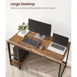 Rootz Vintage computerbord - Kontorbord - Studiebord - Stilfuldt design - Alsidige hylder - Nem montering - Spånplade og stål - 60 cm x 120 cm x 75 cm | Fyndiq