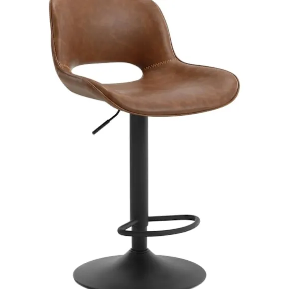 Rootz Vintage imiteret læder barstol - Vandtæt - Slidbestandig - Ergonomisk - Justerbar højde - Brun - 48cm x (85-105,5)cm x 49cm
