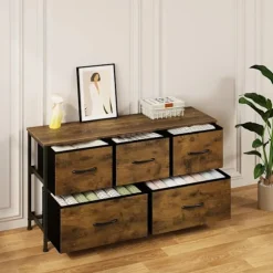 Rootz Vintage kommode - Industrielt opbevaringsskab - Kommode med 5 skuffer - Metalramme - 100 cm x 54 cm x 30 cm