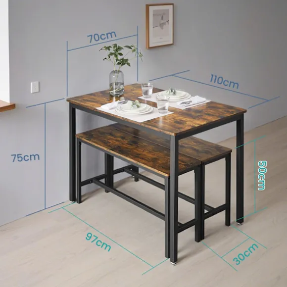 Rootz Vintage Spisebordsæt - Kitchen Bord - Spisestue Møbler - Rumbesparende - 110 cm x 70 cm x 75 cm
