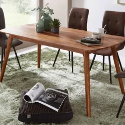 Rootz værelses spisebord træ 120x77x60 cm Sheesham massivt træbord - Designer køkkenbord træ - Massivt træbord Rustikt - Spisebord Massivt ægte træ Mo | Fyndiq