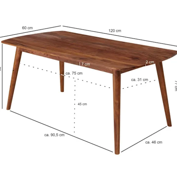 Rootz værelses spisebord træ 120x77x60 cm Sheesham massivt træbord - Designer køkkenbord træ - Massivt træbord Rustikt - Spisebord Massivt ægte træ Mo | Fyndiq