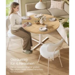 Rootz White and Brown Spisebord - Træbord - Stålramme - Robust design - 80 cm D x 74,8 cm H