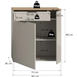 Rootz White Chest of skuffer - kommode - Opbevaringsskab - Alsidig plads - 80x88x36 cm