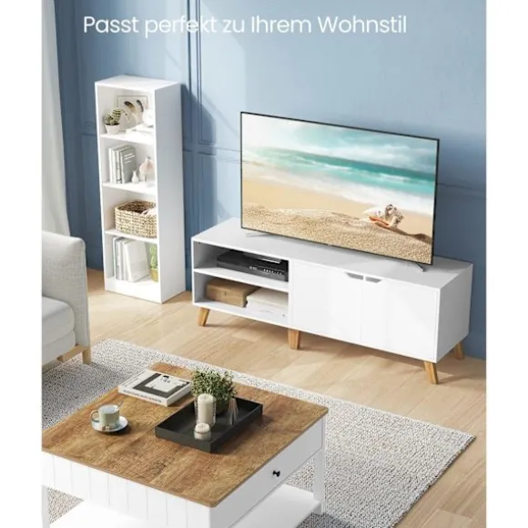Rootz White Chipboard TV-skab - Underholdningscenter - Mediekonsol - Rummelig opbevaring - Robust konstruktion - Moderne design - 40cm x 140cm x 50cm | Fyndiq