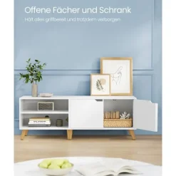 Rootz White Chipboard TV-skab - Underholdningscenter - Mediekonsol - Rummelig opbevaring - Robust konstruktion - Moderne design - 40cm x 140cm x 50cm | Fyndiq