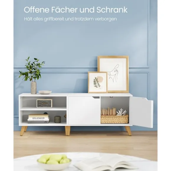 Rootz White Chipboard TV-skab - Underholdningscenter - Mediekonsol - Rummelig opbevaring - Robust konstruktion - Moderne design - 40cm x 140cm x 50cm | Fyndiq