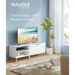 Rootz White Chipboard TV-skab - Underholdningscenter - Mediekonsol - Rummelig opbevaring - Robust konstruktion - Moderne design - 40cm x 140cm x 50cm | Fyndiq