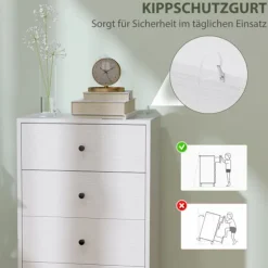Rootz White kommode - Skænk - Træmateriale - Moderne stil - Pladseffektiv opbevaring - 47 cm x 29 cm x 75 cm