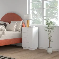 Rootz White kommode - Skænk - Træmateriale - Moderne stil - Pladseffektiv opbevaring - 47 cm x 29 cm x 75 cm