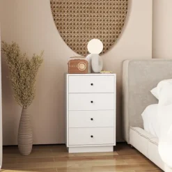 Rootz White kommode - Skænk - Træmateriale - Moderne stil - Pladseffektiv opbevaring - 47 cm x 29 cm x 75 cm