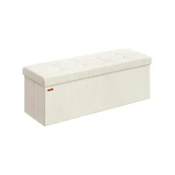 Rootz White Seat Bryst - Opbevaringsbænk - polstret osmannisk - Max belastning 300 kg - 38 cm x 110 cm x 38 cm