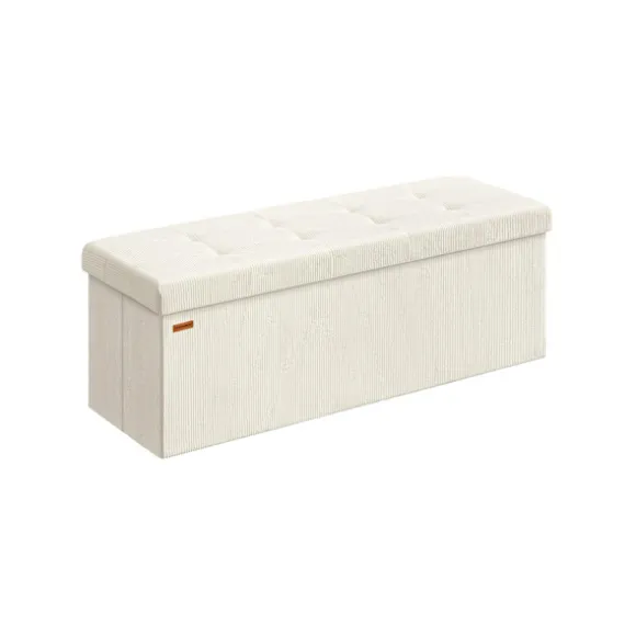 Rootz White Seat Bryst - Opbevaringsbænk - polstret osmannisk - Max belastning 300 kg - 38 cm x 110 cm x 38 cm