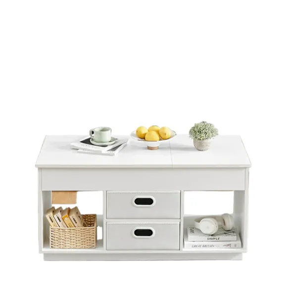 Rootz White sofabord - Moderne bord - Steel & Wooden Chipboard - Alsidig design - 50 cm x 100 cm x 48/62,3 cm