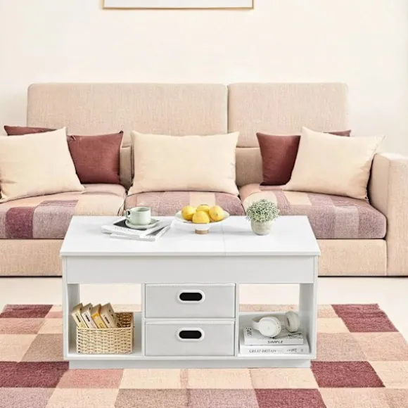 Rootz White sofabord - Moderne bord - Steel & Wooden Chipboard - Alsidig design - 50 cm x 100 cm x 48/62,3 cm