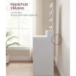 Rootz White spånplade sminkebord - Vanity Desk - Makeup Bord - Rummelig opbevaring - 40 cm x 100 cm x 145 cm