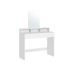 Rootz White spånplade toiletbord - Sminkebord - Makeup skrivebord - Rummelig opbevaring - Robust konstruktion - Nem montering - 40 cm x 100 cm x 140 c | Fyndiq