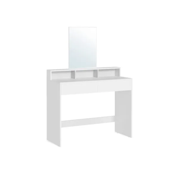 Rootz White spånplade toiletbord - Sminkebord - Makeup skrivebord - Rummelig opbevaring - Robust konstruktion - Nem montering - 40 cm x 100 cm x 140 c | Fyndiq