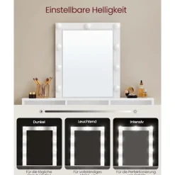 Rootz White spånplade toiletbord - Sminkebord - Makeup skrivebord - Rummelig opbevaring - Robust konstruktion - Nem montering - 40 cm x 100 cm x 145 c | Fyndiq