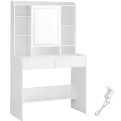 Rootz White Toiletbord - Spånplader - Makeup Skrivebord - Opbevaringsorganer - 40 cm x 90 cm x 144,7 cm - 31,6 kg - 100 kg Belastningskapacitet