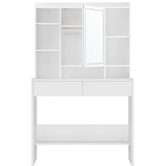 Rootz White Toiletbord - Spånplader - Makeup Skrivebord - Opbevaringsorganer - 40 cm x 90 cm x 144,7 cm - 31,6 kg - 100 kg Belastningskapacitet